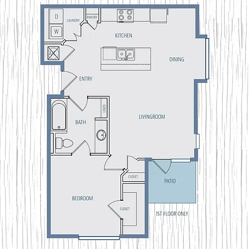 Floor plan Rouge - 1 Bedroom|1 Bath