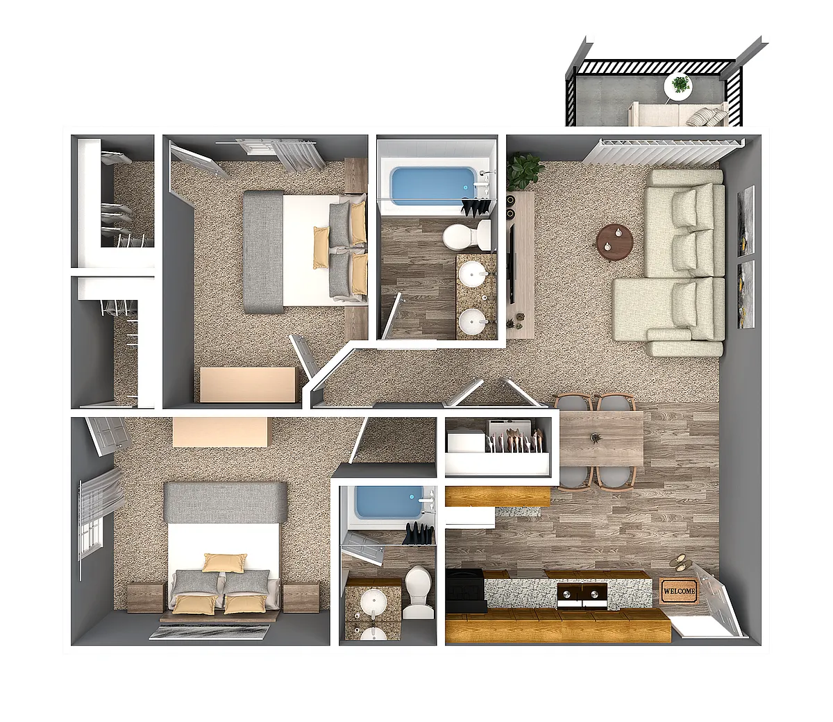 Floor plan 2 Bedroom 2 Bath