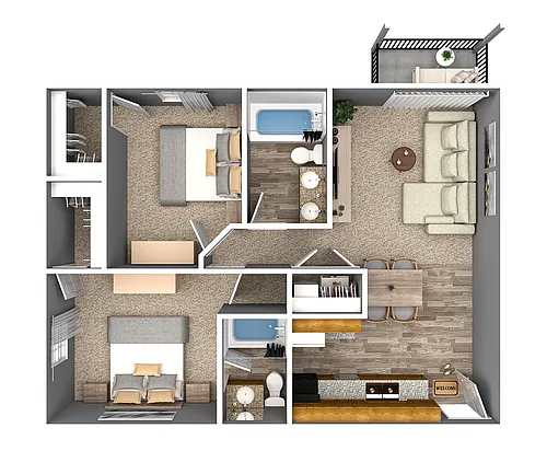 Floor plan 2 Bedroom 2 Bath