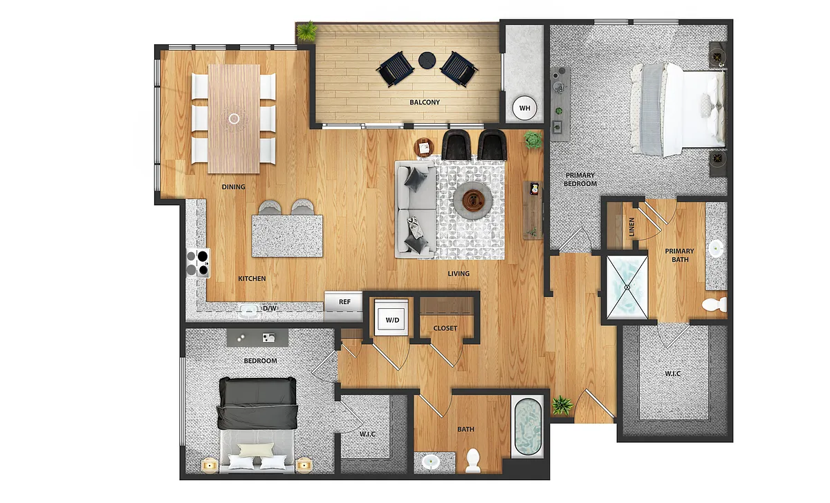 Floor plan 2 Bedroom, 2 Bathroom