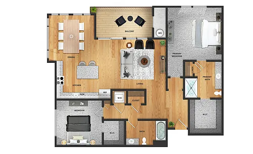 Floor plan 2 Bedroom, 2 Bathroom