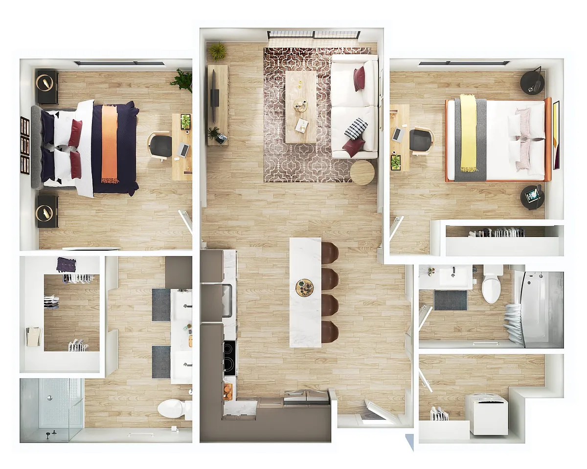 Floor plan Glade Park- 2 BR/2BA