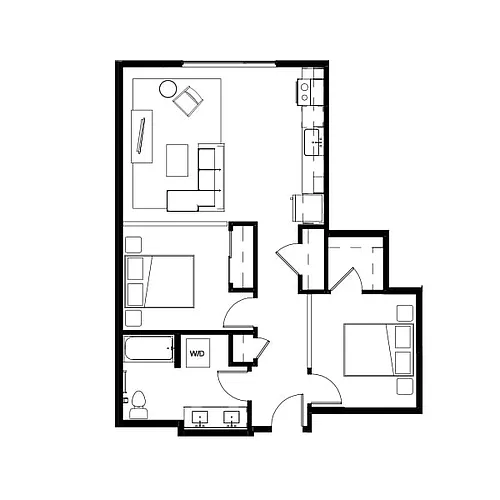 Floor plan Two Bed One Bath 2