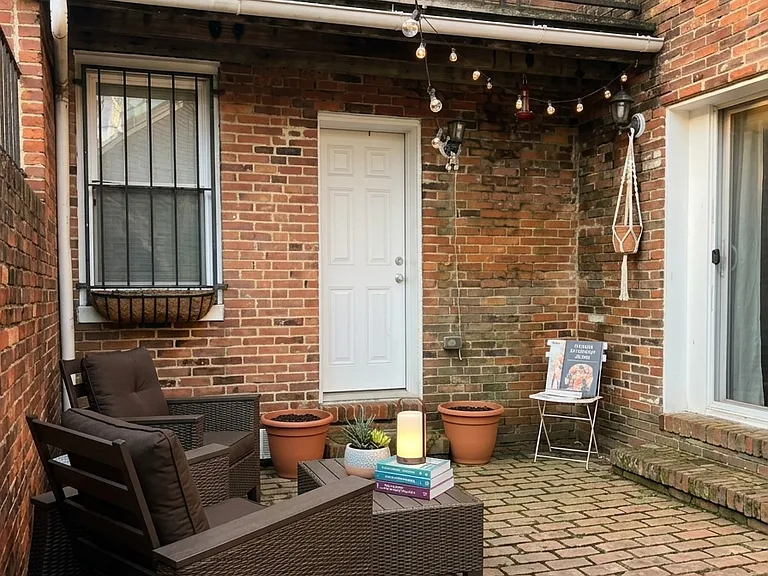 Brick patio in rear