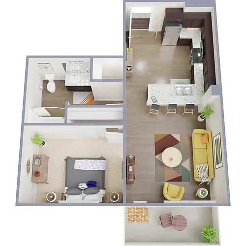Floor plan 1x1 - 583 sqft - A2