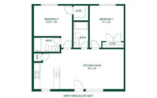 Floor plan 2 bed 2 bath
