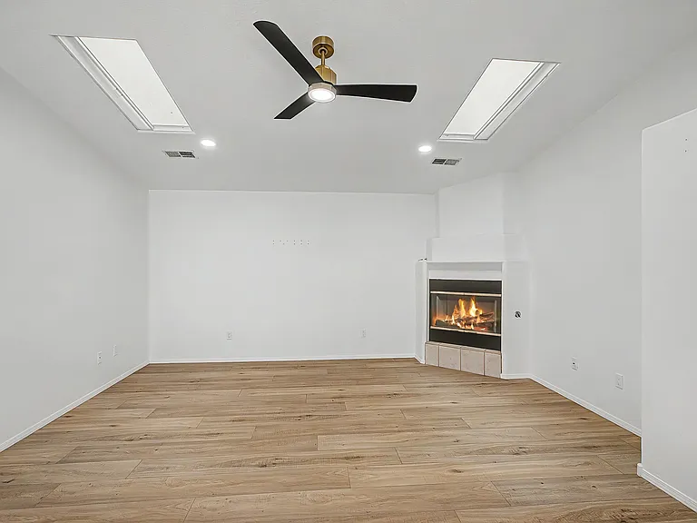 Living room with fireplace.
