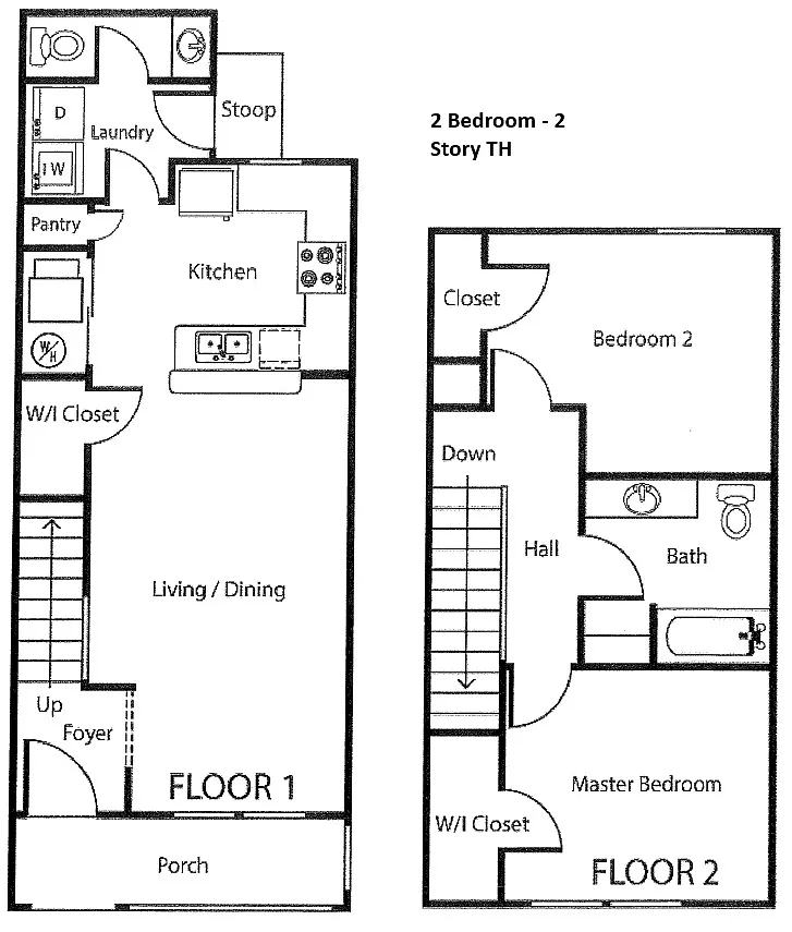 Floor plan 2 Bedroom Townhome
