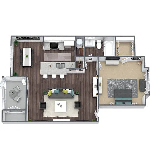 Floor plan A1: 1 Bed 1 Bath