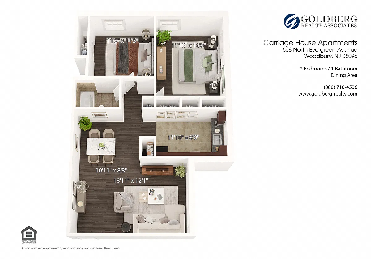 Floor plan Two Bedroom-One Bath