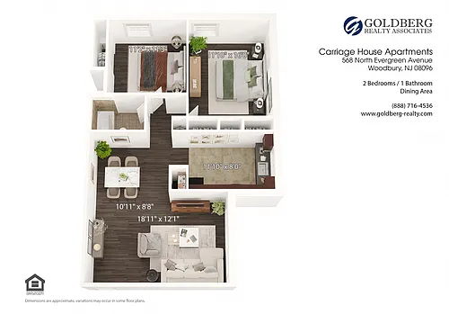 Floor plan Two Bedroom-One Bath