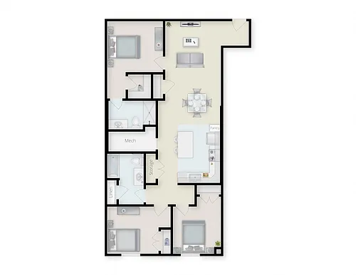 Floor plan Three Bedroom One Bathroom