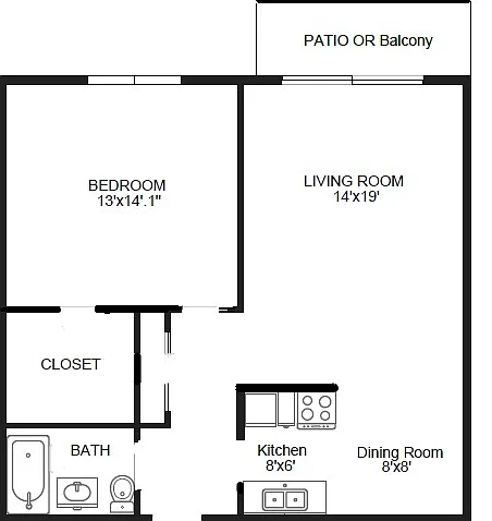 1 Bedroom Floor Plan English Oak 1 Bedroom Floor Plan English Oak