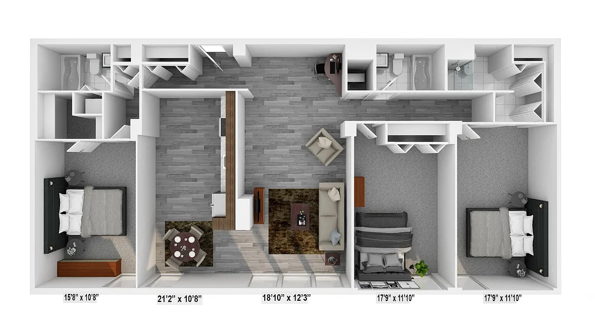 Floor plan 3 Bed 3 Bath Premium