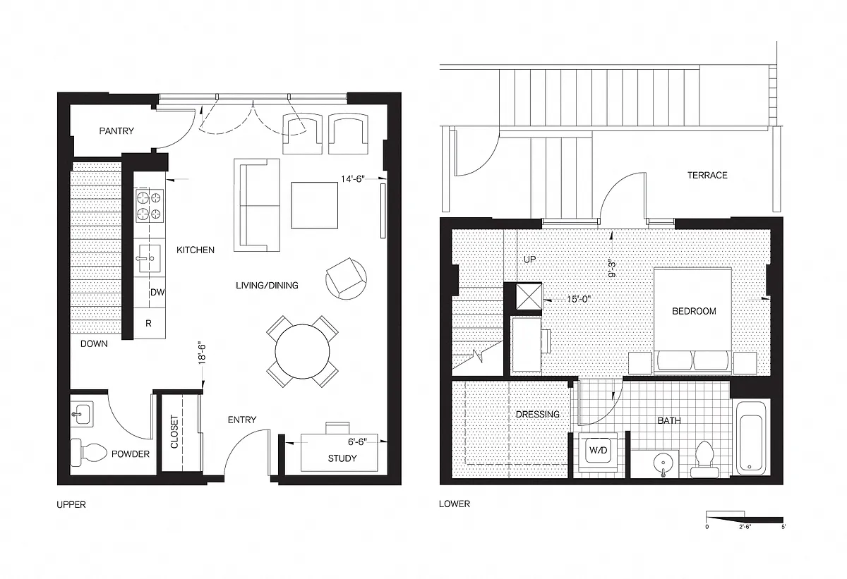 Floor plan Large One Bedroom Townhome (AT2)