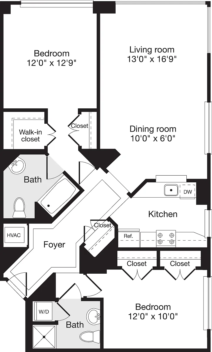Floor plan 2 Bedrooms M