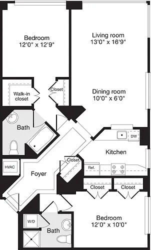 Floor plan 2 Bedrooms M