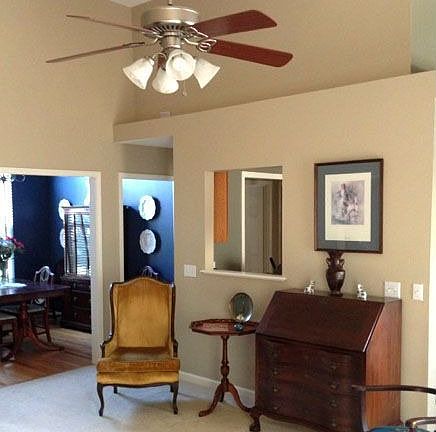 Open floor plan and unique architectural ledges.