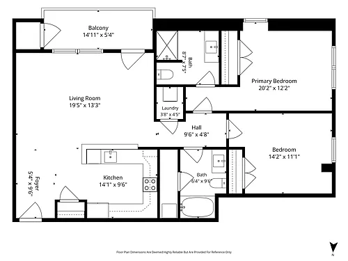Floor plan 2BED 2BATH CORNER