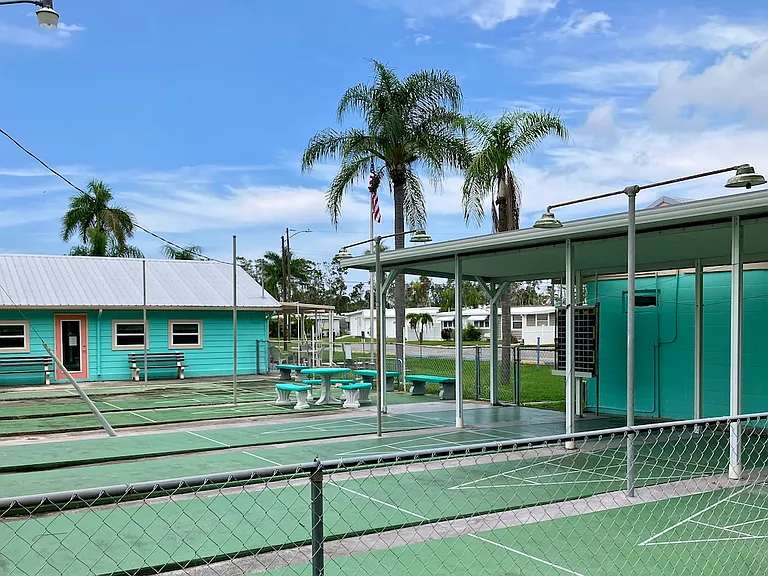 Free shuffleboard at the Sunny Shores Clubhouse
