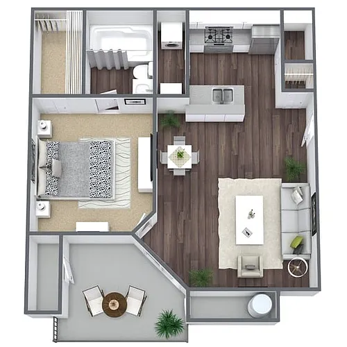 Floor plan A2: 1 Bed 1 Bath