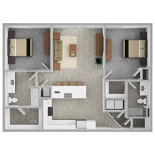 Floor plan 2 Bedroom- Corner