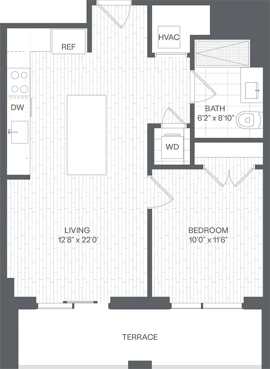Floor plan 1 Bed/1 Bath-AA6