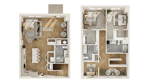 Floor plan 2 Bed/2 Bath Townhome-TH2