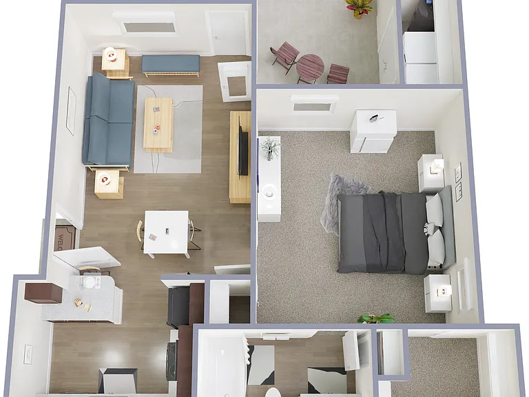 A1E | 1 bd | 1 bath | 629 sq ft A1E | 1 bd | 1 bath | 629 sq ft