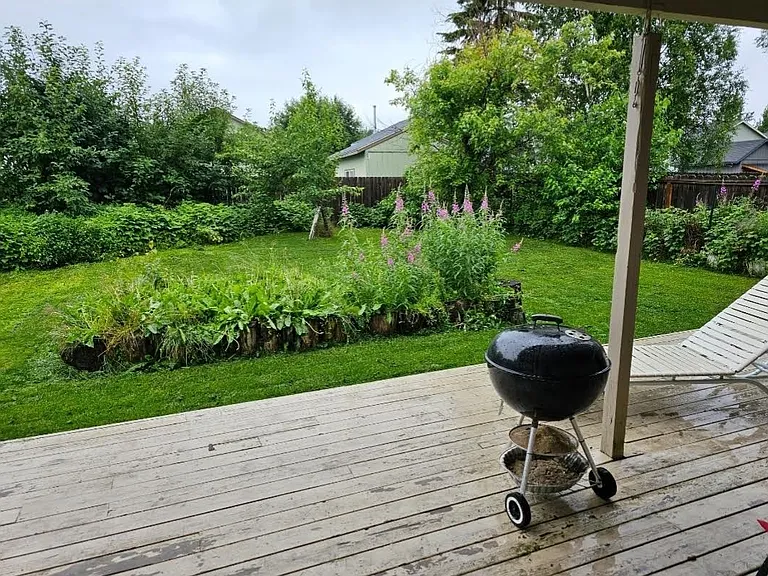 back lower deck and back yard in June