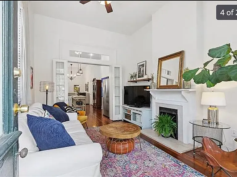 large and light filled front parlor, 12 foot ceilings