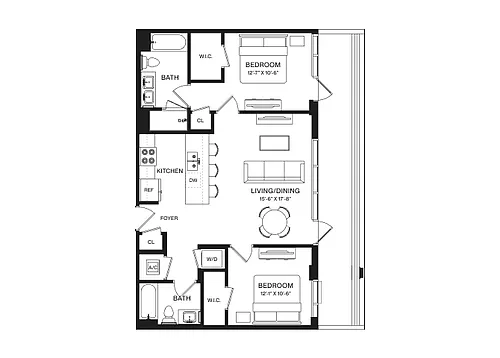 Floor plan 2 Bed/2 Bath-PH2