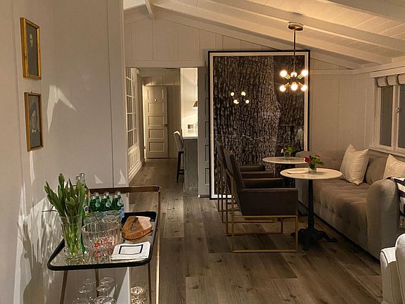 Main living area looking towards back of house