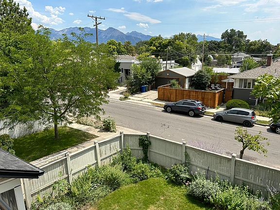 View of Wasatch Front mountain range from the living room window.