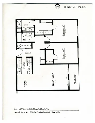 Floor plan 2 bedroom 2 bath remodeled