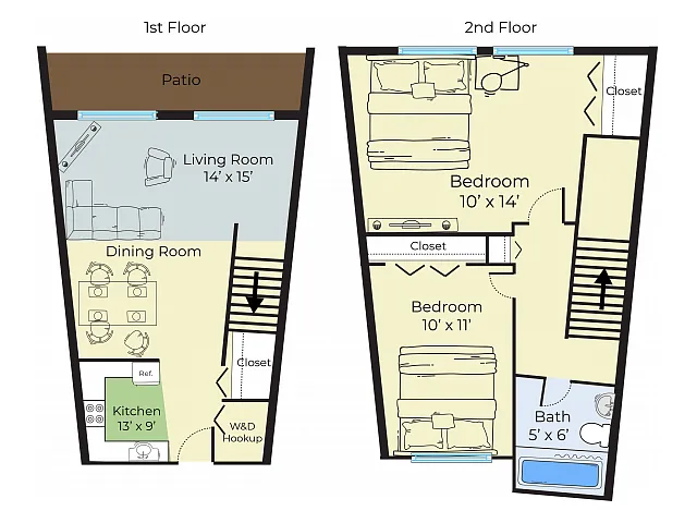 Floor plan 2 Bedroom Townhouse