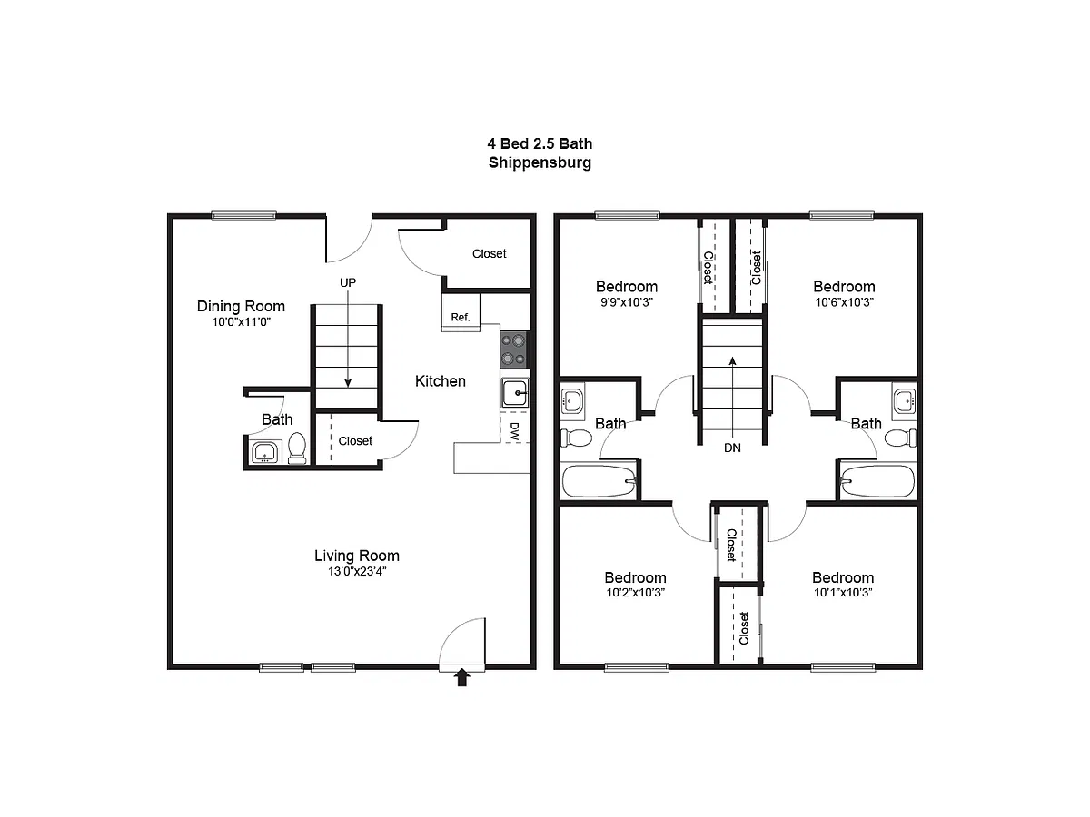 Floor plan Four Bedroom Townhome