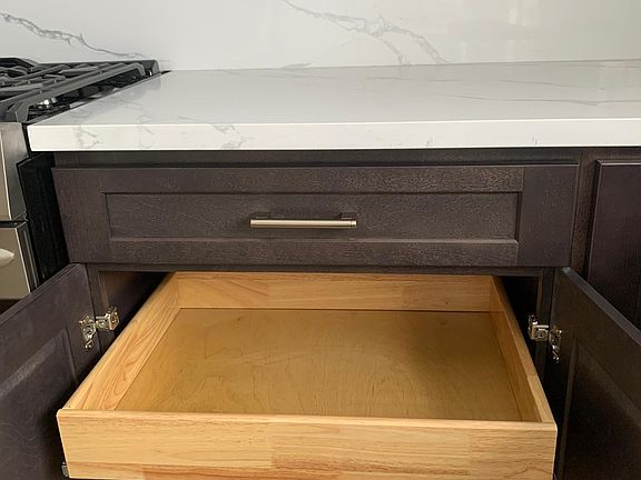 New cabinets, quartz counters/backsplash
