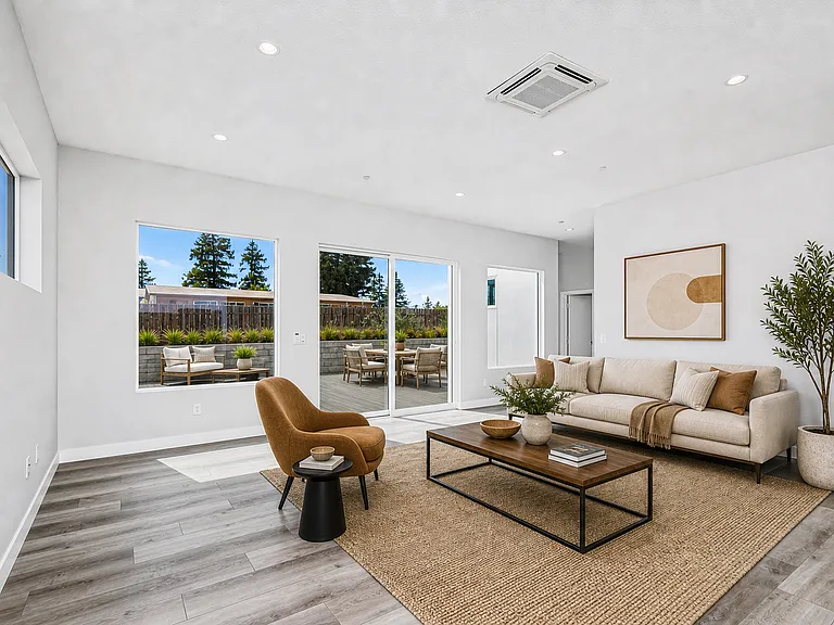 Indoor/outdoor living, LVT flooring throughout the house