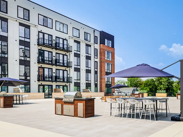 Patio With BBQ Grills and firepits