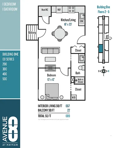 Floor plan 00 Series 1 Bedroom / 1 Bath