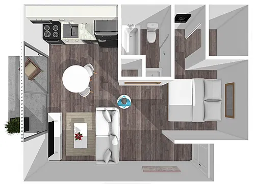 Floor plan 0 Bedroom, 1 Bathroom
