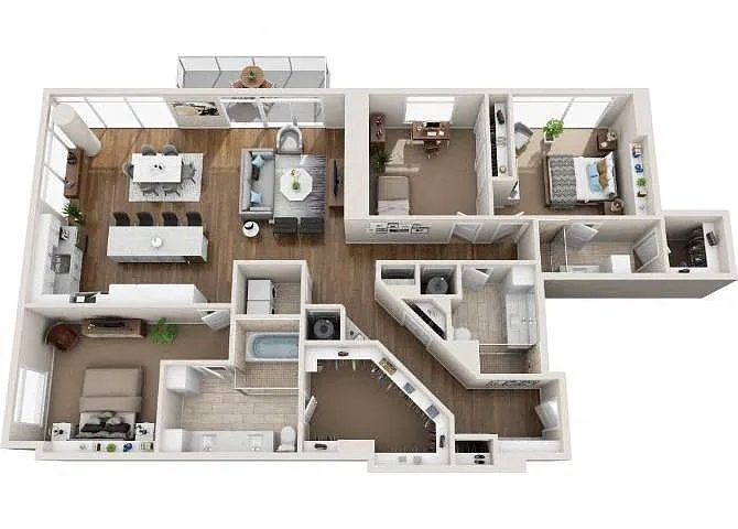 Floor plan 3BR/3BA PH C3B-PH