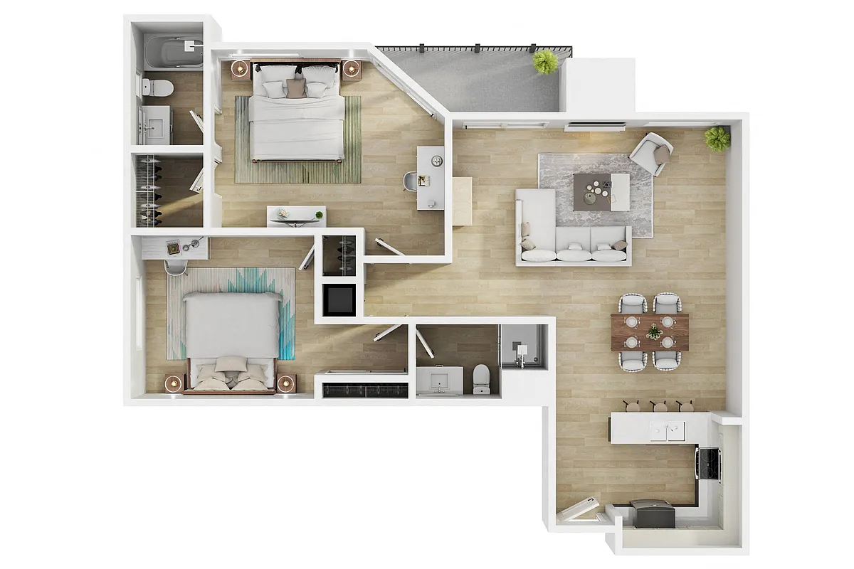 Floor plan 2BR 2BA - FLOOR PLAN B - PEACH TREE COURT APARTMEN