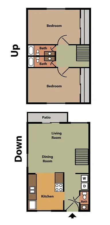 Floor plan 2Bed, 2.5Bath TH