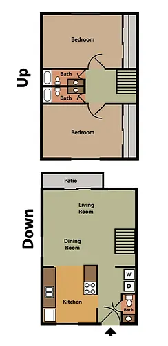 Floor plan 2Bed, 2.5Bath TH
