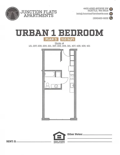 Floor plan 1 Bed 1 Bath E Flats MFTE