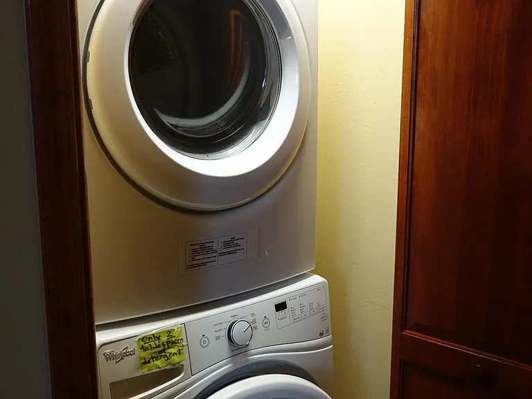 Laundry with high efficiency washer and dryer.