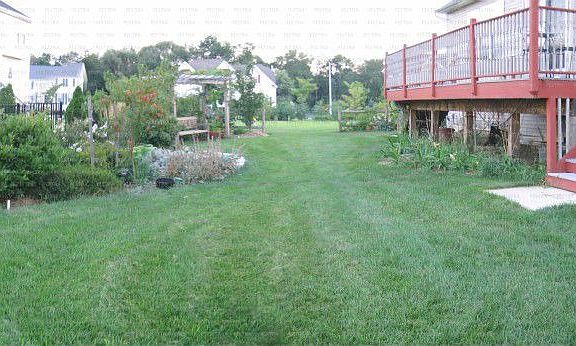 Back yard w/ synthetic decking