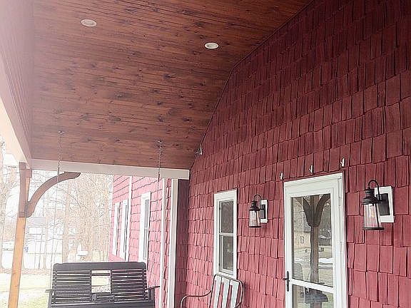 porch with knotty pine 